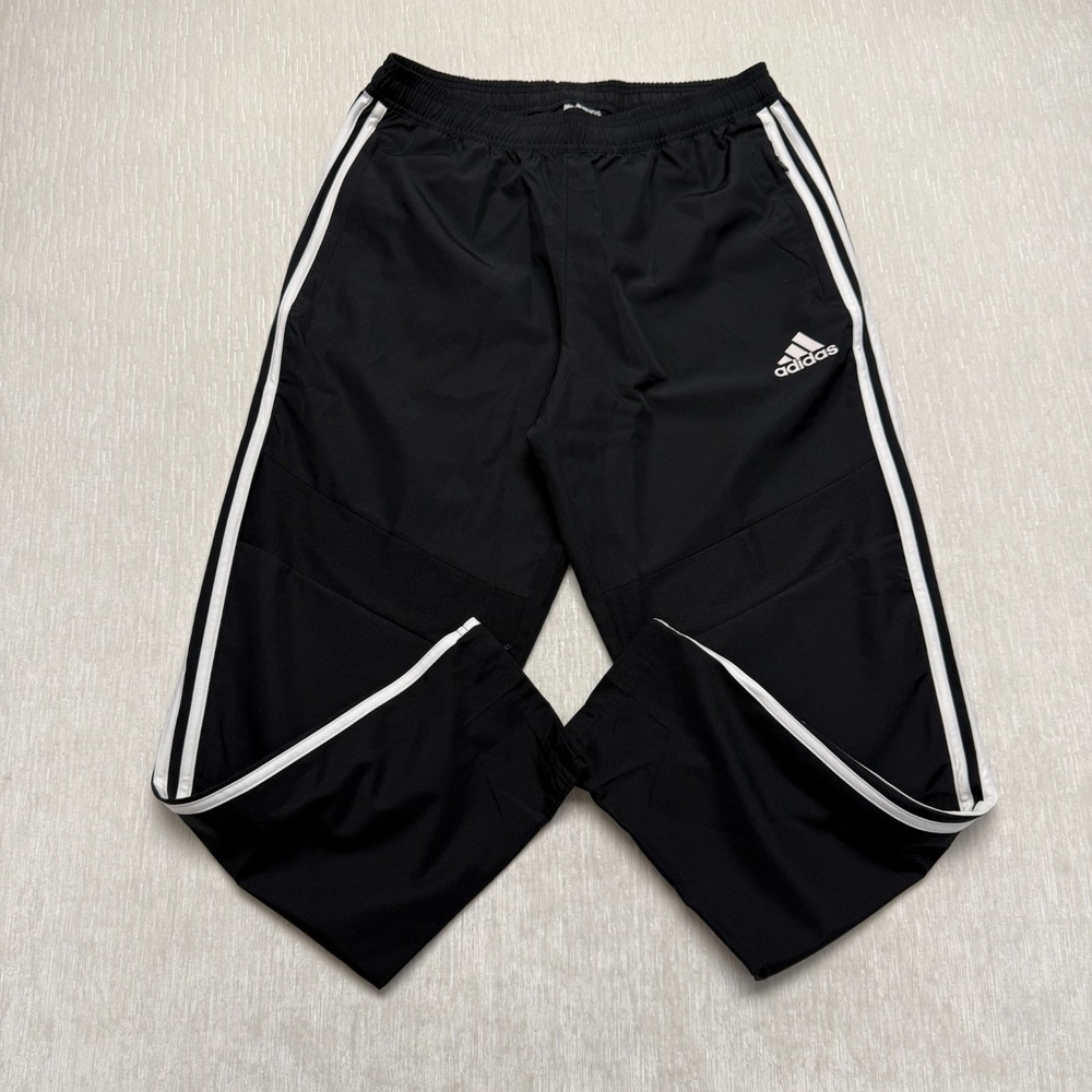 Adidas Climalite Track Pants Men Medium Black 3 Stripe Sports Athletic Ankle Zip